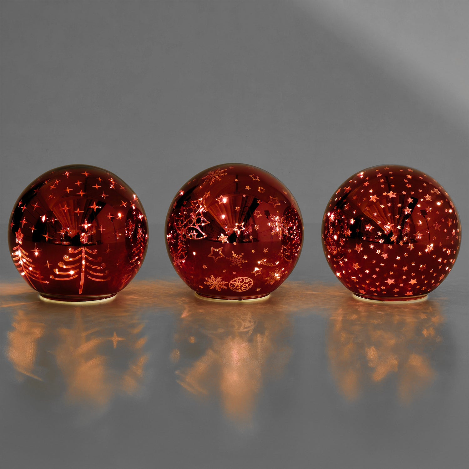 DICTROLUX - Palla Luminosa Rosso in vetro 12 Led Bianco Caldo - diametro 15 cm